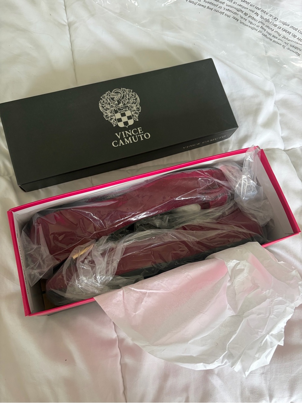 Vince Camuto Gold Buckle Red Suede Slide flat